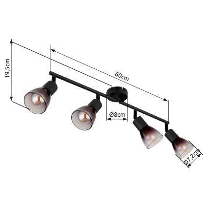 Globo - Foco 4xE14/25W/230V preto