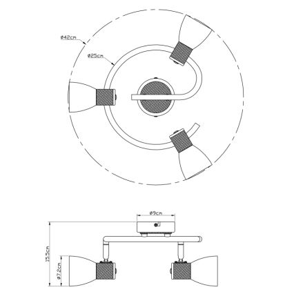 Globo - Foco 3xE14/40W/230V cinza