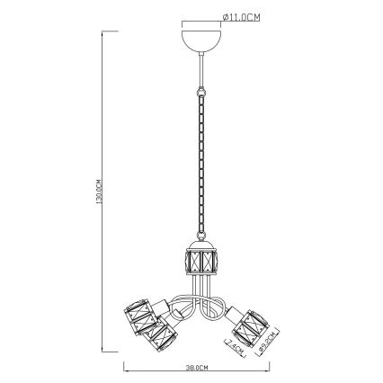 Globo - Lustre LED em corrente 3xE14/40W/230V + LED/5W