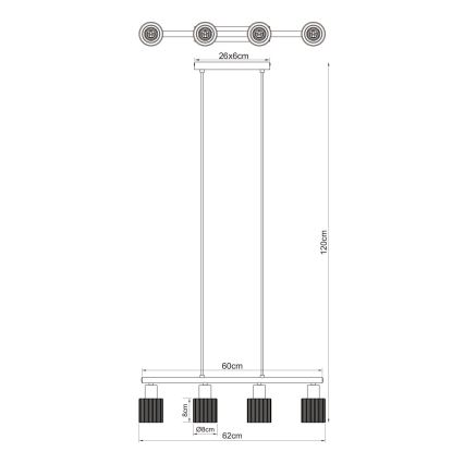 Globo - Lustre suspenso por cabo 4xE14/25W/230V