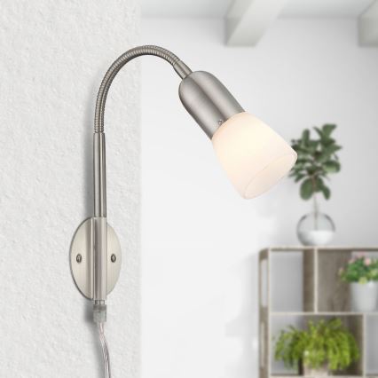 Globo - Lâmpada flexível 1xE14/40W/230V cromo fosco