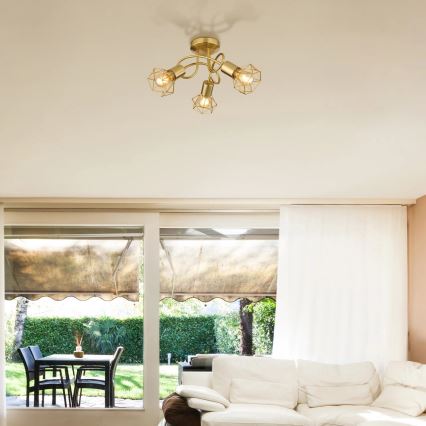 Globo - Candeeiro integrado 3xE14/40W/230V dourado