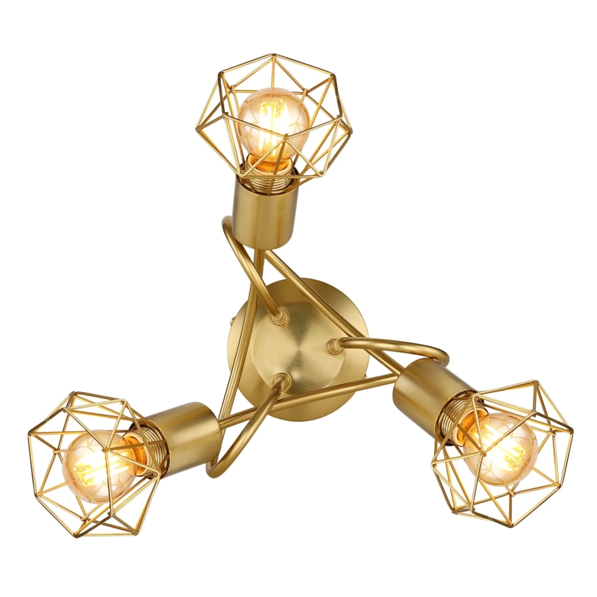 Globo - Candeeiro integrado 3xE14/40W/230V dourado