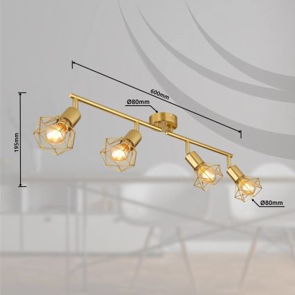 Globo - Foco 4xE14/40W/230V dourado