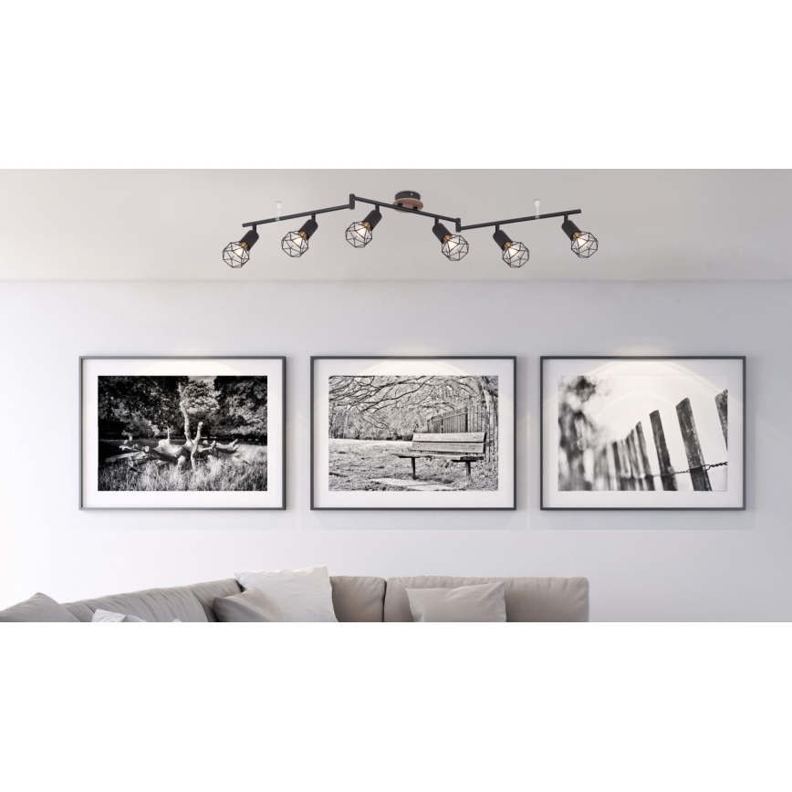 Globo - Candeeiro de tecto com 6 focos 6xE14/40W/230V preto/castanho