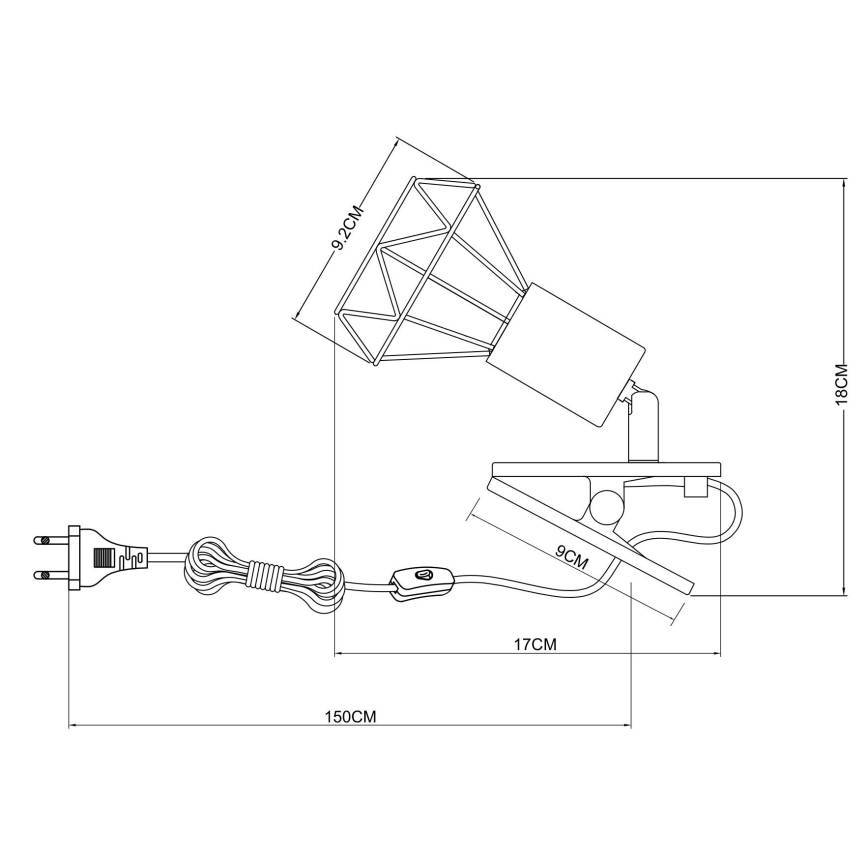 Globo - Candeeiro de parede com clipe 1xE14/40W/230V preto
