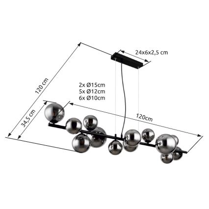 Globo - Candeeiro suspenso LED 13xG9/3,5W/230V fumado/preto