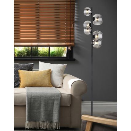 Globo - Candeeiro de chão LED 6xG9/3,5W/230V fumado/preto