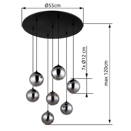 Globo - Candeeiro suspenso LED 7xG9/3,5W/230V fumado/preto