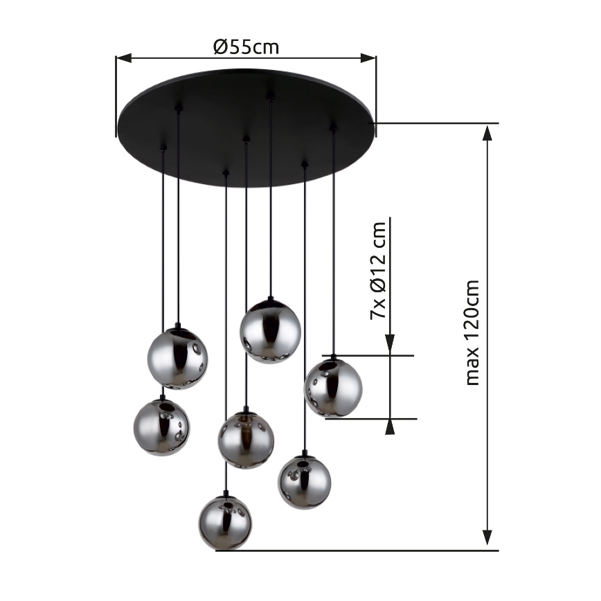 Globo - Candeeiro suspenso LED 7xG9/3,5W/230V fumado/preto