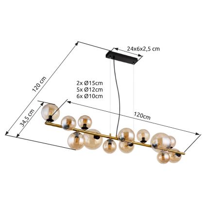 Globo - Lustre LED suspenso por cabo 13xG9/3,5W/230V latão