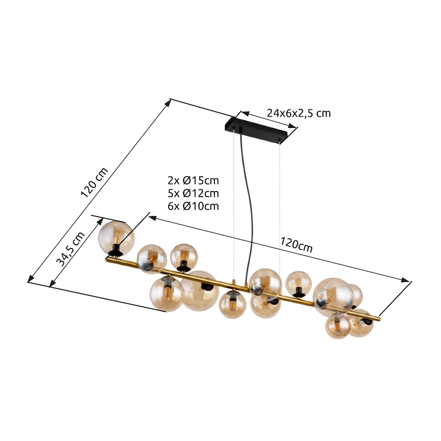 Globo - Lustre LED suspenso por cabo 13xG9/3,5W/230V latão