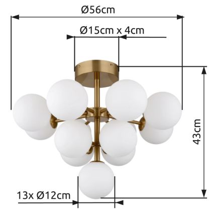 Globo - Candeeiro integrado 13xG9/5W/230V diâmetro 56 cm dourado