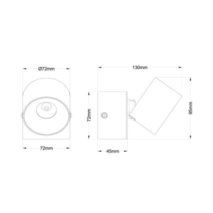 Globo - Aplique de parede com spot LED/6W/230V