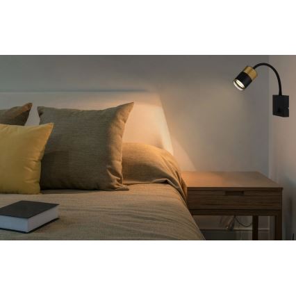 Globo - Foco de parede 1xGU10/25W/230V preto/dourado