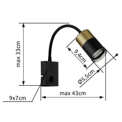 Globo - Foco de parede 1xGU10/25W/230V preto/dourado