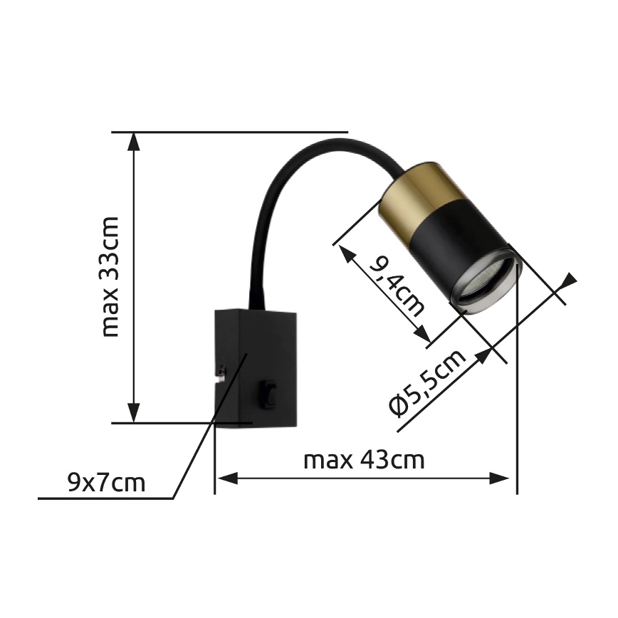 Globo - Foco de parede 1xGU10/25W/230V preto/dourado