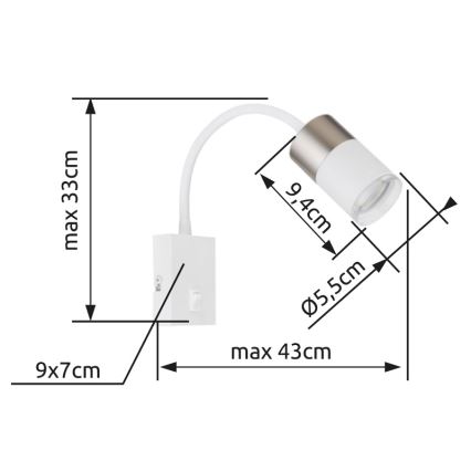 Globo - Foco de parede 1xGU10/25W/230V branco/cromado mate