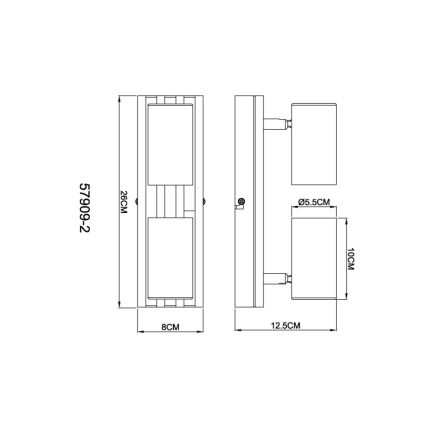 Globo - Foco 2xGU10/25W/230V preto