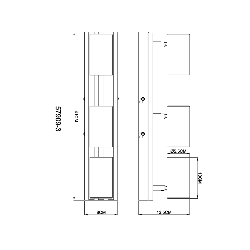 Globo - Foco 3xGU10/25W/230V preto