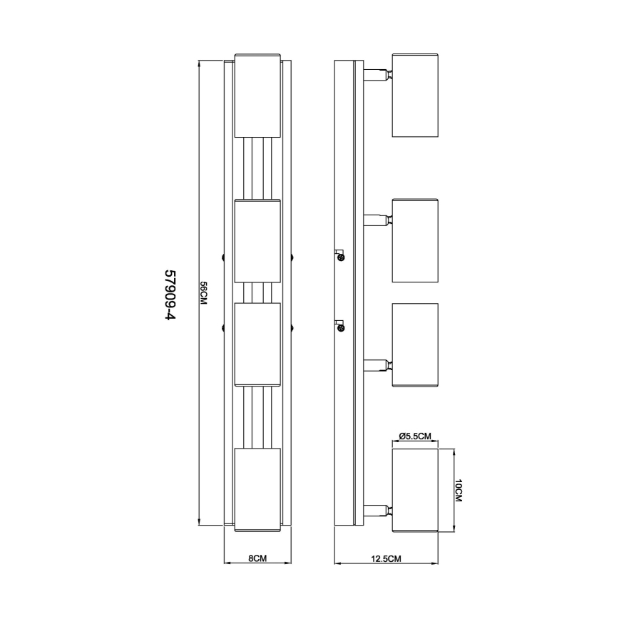 Globo - Foco 4xGU10/25W/230V preto