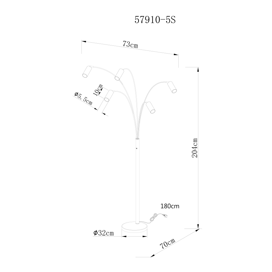 Globo - Candeeiro de chão 5xGU10/35W/230V