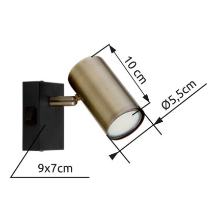 Globo - Foco de parede 1xGU10/25W/230V preto/latão