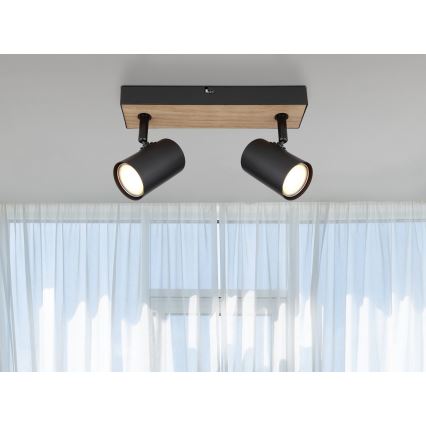 Globo - Foco 2xGU10/35W/230V preto/castanho