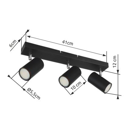 Globo - Foco 3xGU10/35W/230V preto