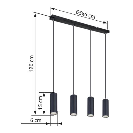 Globo - Candelabro suspenso 4xGU10/35W/230V preto