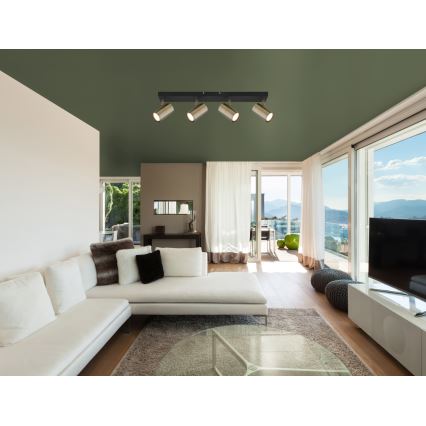 Globo - Foco 4xGU10/35W/230V preto/latão