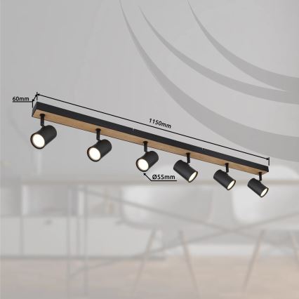 Globo - Foco 6xGU10/35W/230V preto/castanho