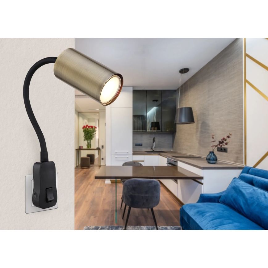 Globo - Candeeiro de parede com tomada 1xGU10/25W/230V preto/latão