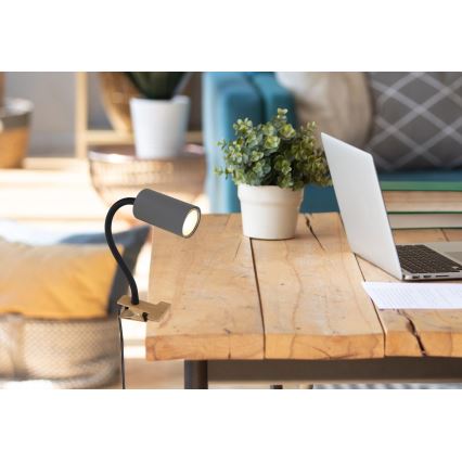 Globo - Candeeiro flexível com clipe 1xGU10/25W/230V cinzento/castanho