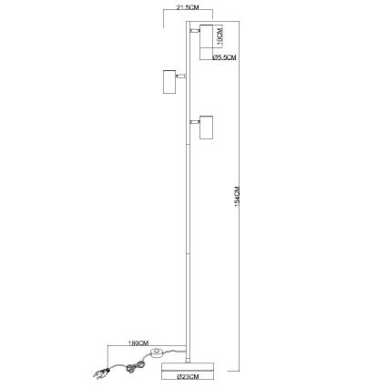 Globo - Candeeiro de chão 3xGU10/5W/230V cinzento