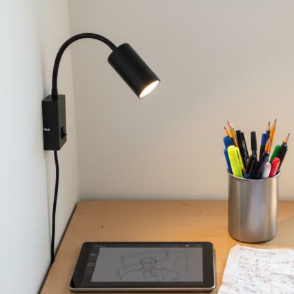 Globo - Candeeiro de parede flexível 1xGU10/25W/230V preto