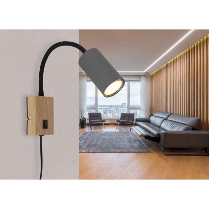 Globo - Candeeiro de parede flexível 1xGU10/25W/230V cinzento/castanho