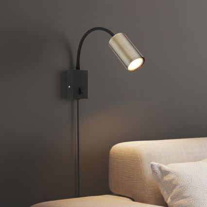 Globo - Candeeiro de parede flexível 1xGU10/25W/230V preto/latão