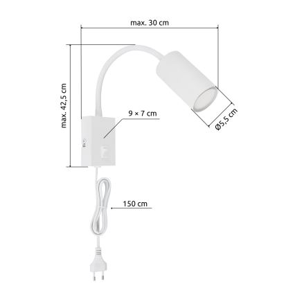 Globo - Candeeiro de parede flexível 1xGU10/25W/230V branco