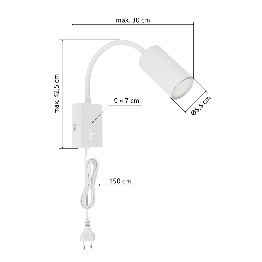 Globo - Candeeiro de parede flexível 1xGU10/25W/230V branco