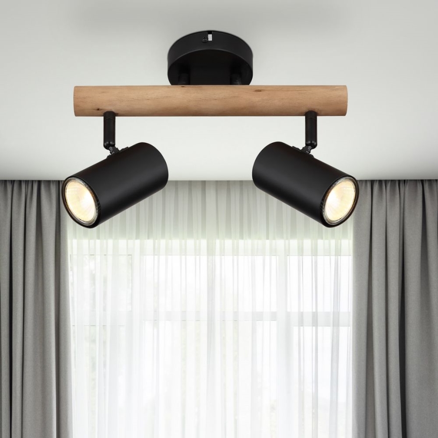 Globo - Foco 2xGU10/5W/230V madeira/metal