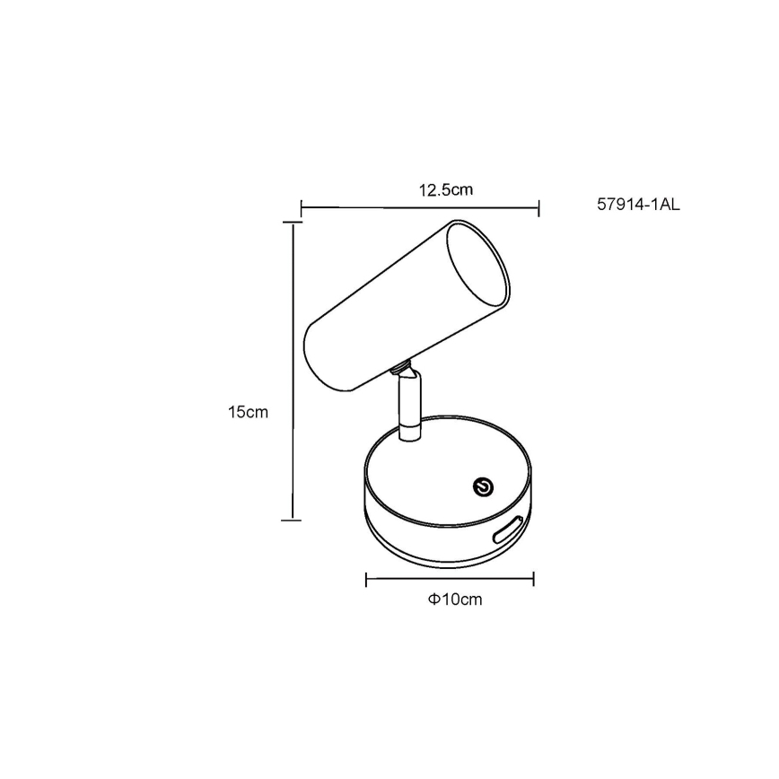 Globo - Aplique de parede spot LED recarregável e regulável LED/0,4W/3,7V 1800 mAh preto
