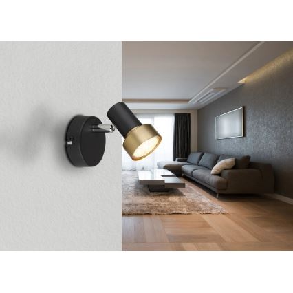 Globo - Foco de parede 1xGU10/25W/230V preto/dourado