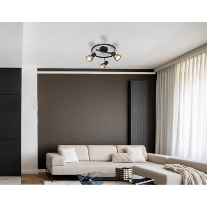 Globo - Foco 3xGU10/25W/230V preto/dourado