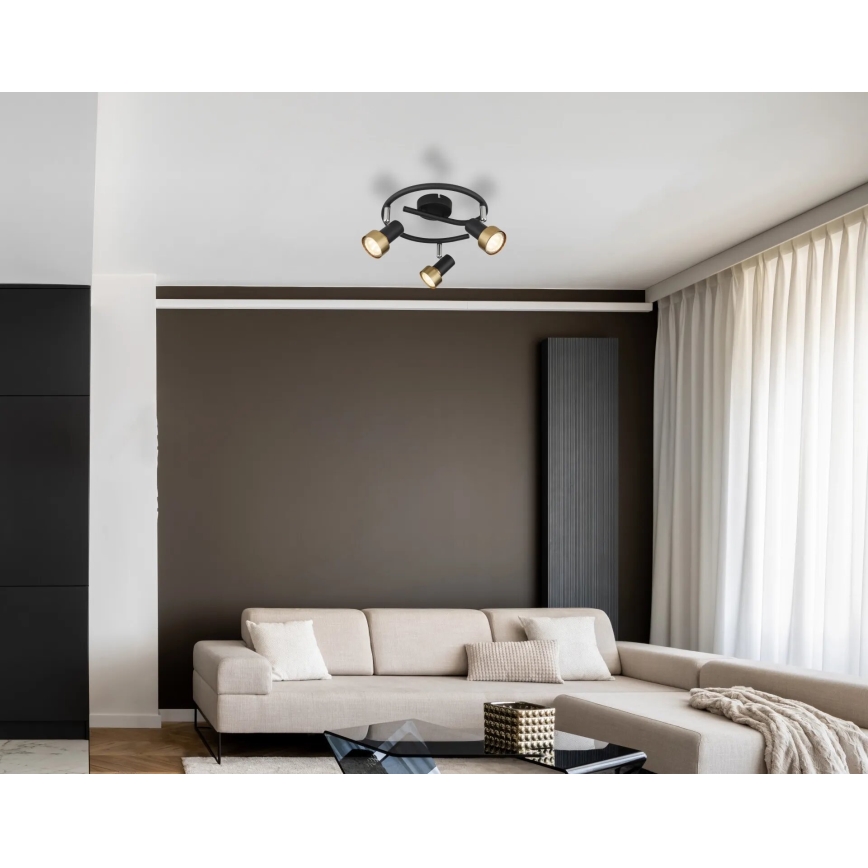 Globo - Foco 3xGU10/25W/230V preto/dourado