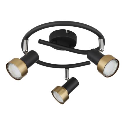 Globo - Foco 3xGU10/25W/230V preto/dourado