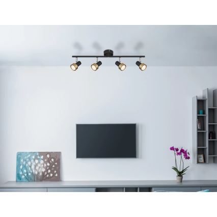 Globo - Foco  4xGU10/25W/230V preto/dourado