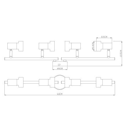 Globo - Foco  4xGU10/25W/230V preto/dourado