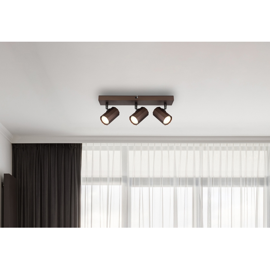 Globo - Foco 3xGU10/25W/230V castanho