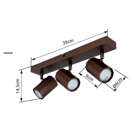 Globo - Foco 3xGU10/25W/230V castanho